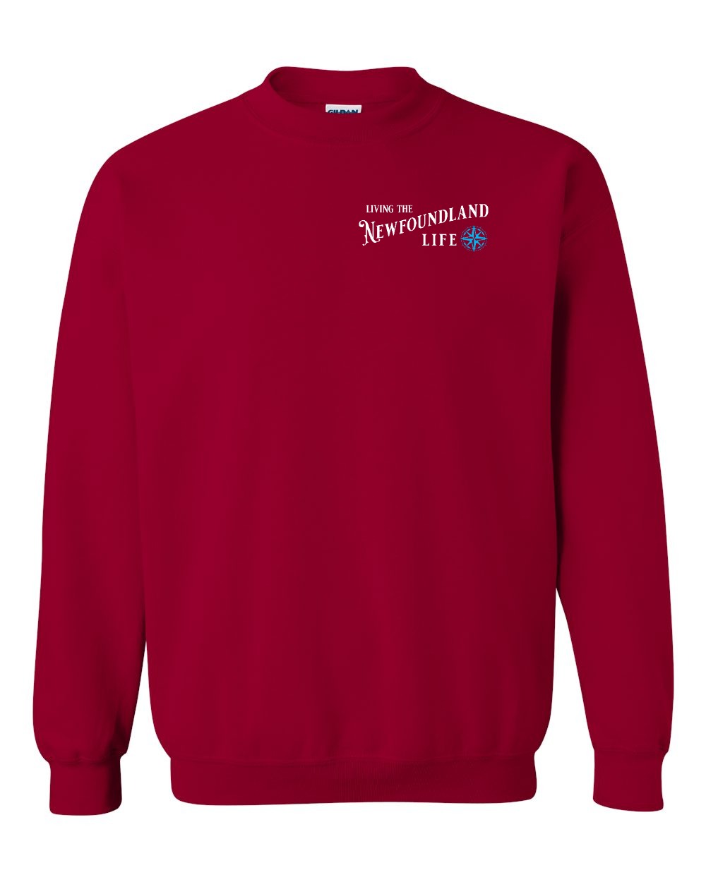 Living the Newfoundland Life blue Left Chest Crewneck Sweatshirt