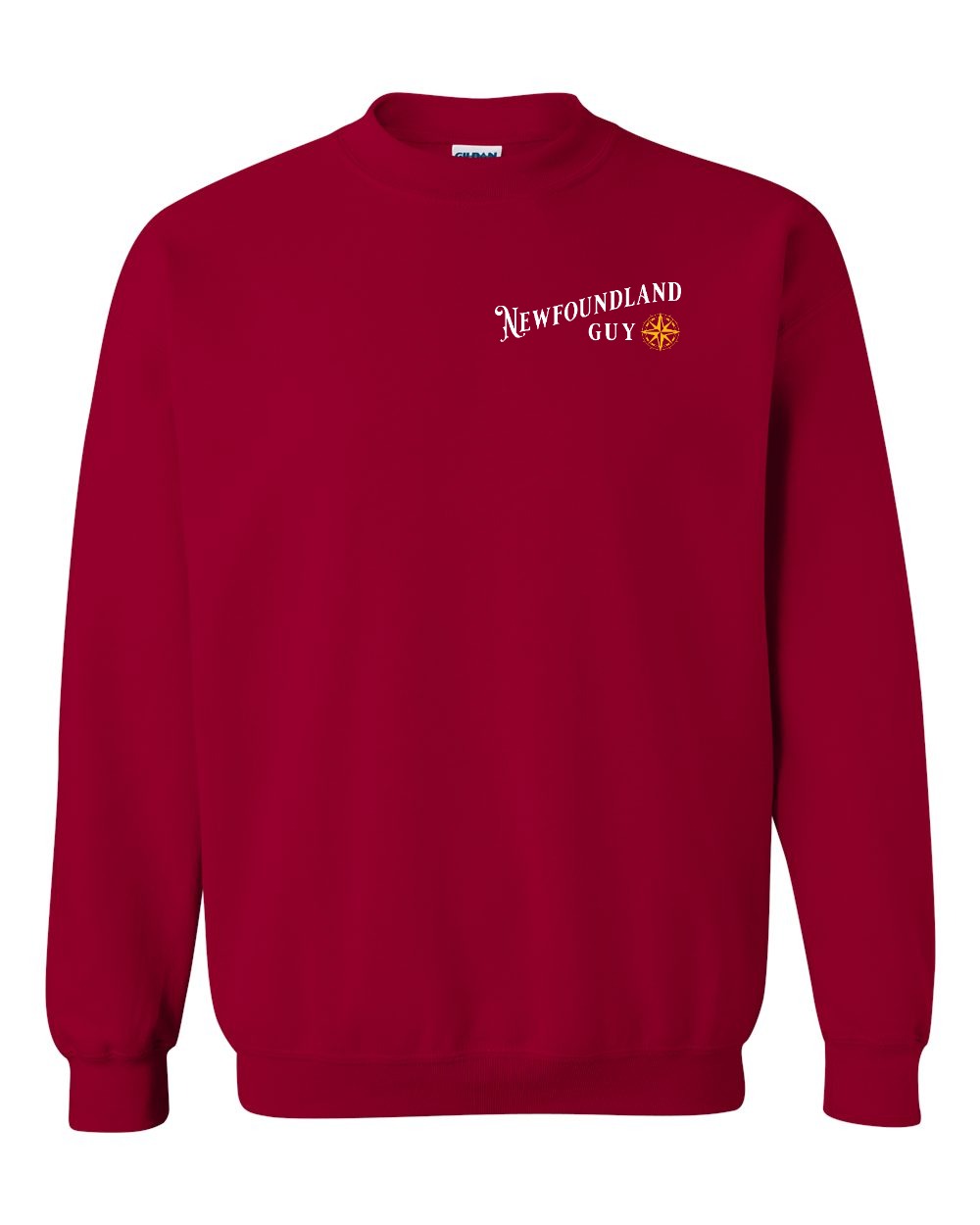 NFLD Guy Yellow Compass Left Chest and Back Crewneck Sweatshirt - Unisex