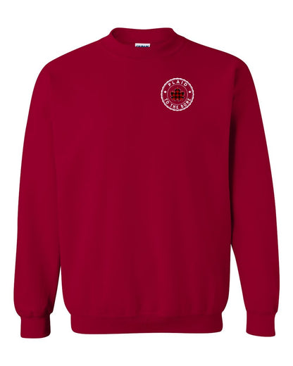 Plaid to the Bone Circle Leaf Left Chest Crewneck