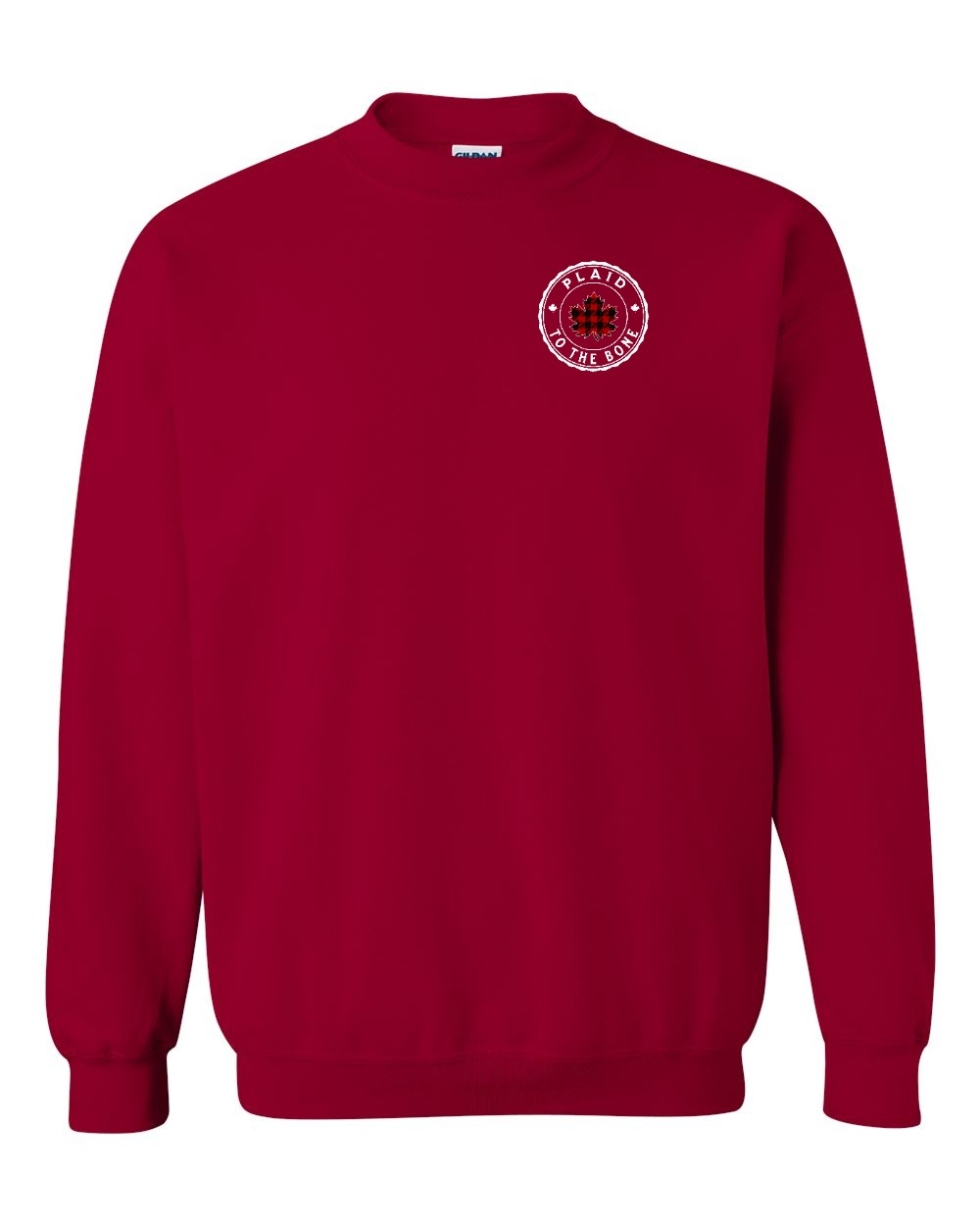 Plaid to the Bone Circle Leaf Left Chest and Back Crewneck Sweatshirt - Gildan Canada (sewn Internationally) - Unisex