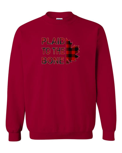 Plaid to the Bone Stacked Leaf Full Crewneck