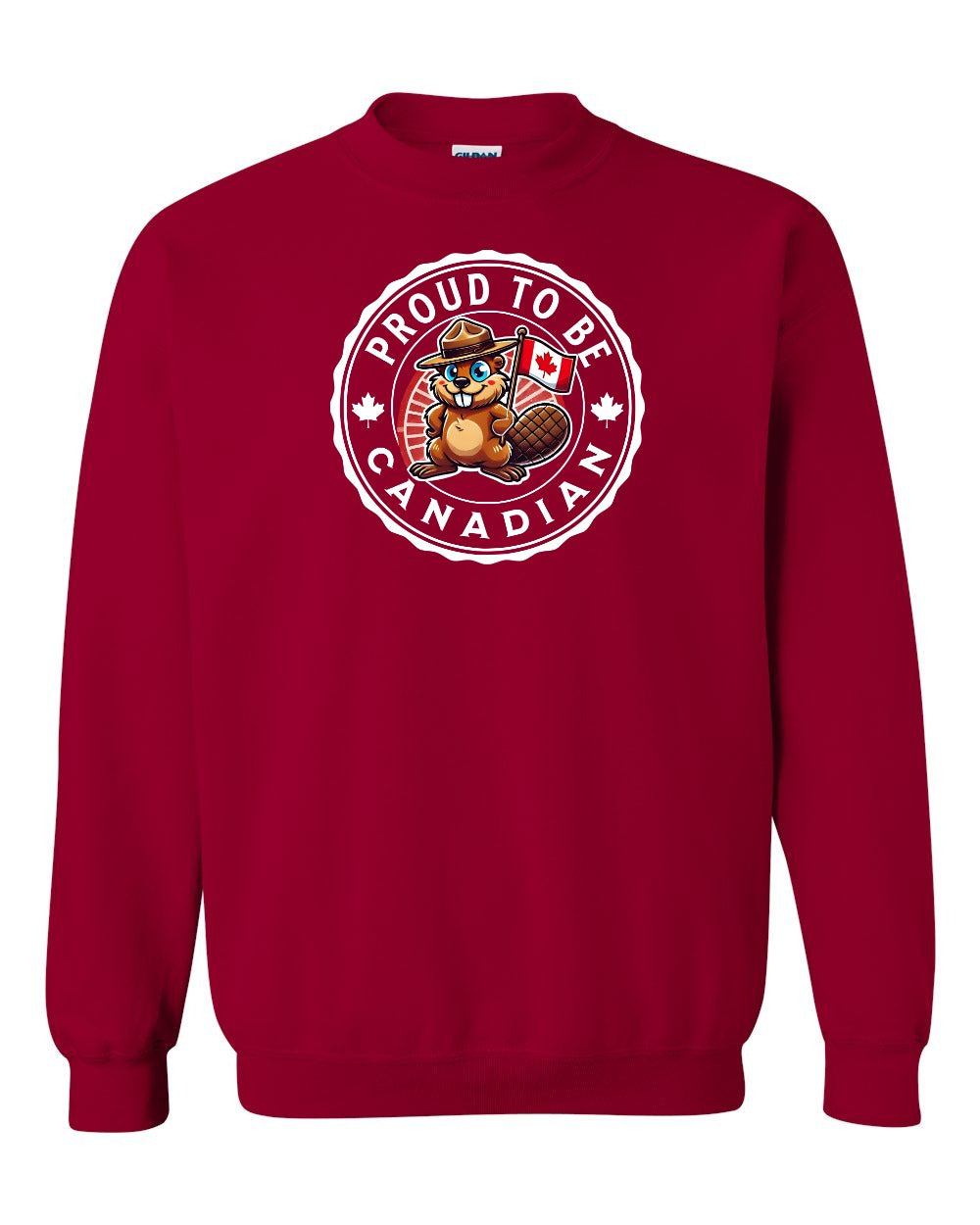 Proud to be Canadian Beaver Crewneck Sweatshirt - Gildan Canada (sewn Internationally) - Unisex