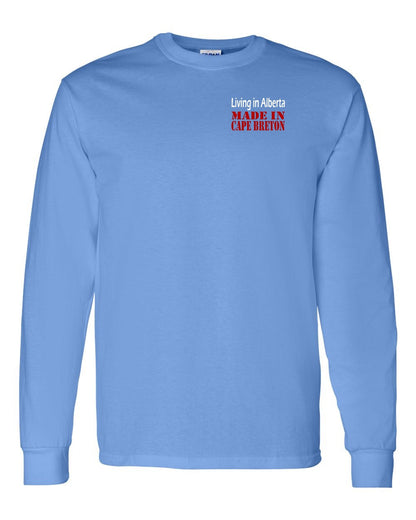 Living Alberta Made in Cape Breton Left Chest and Back Long Sleeve Tee