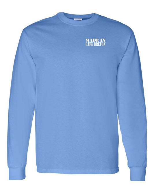 Made In Cape Breton White Left Chest Long Sleeve Tee