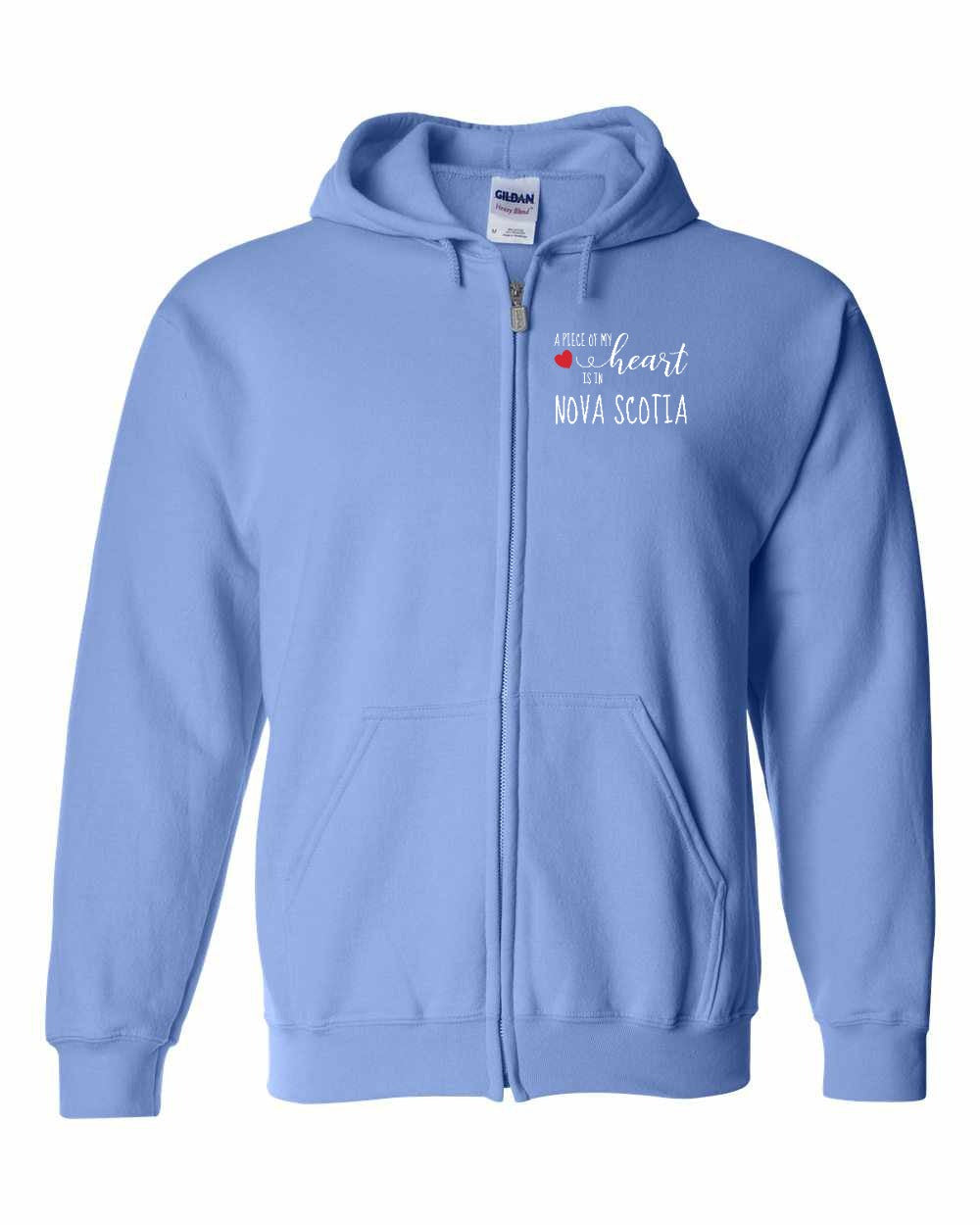 A piece of My heart in NS (Red Heart) Left Chest and Back Zip Hoodie - Unisex