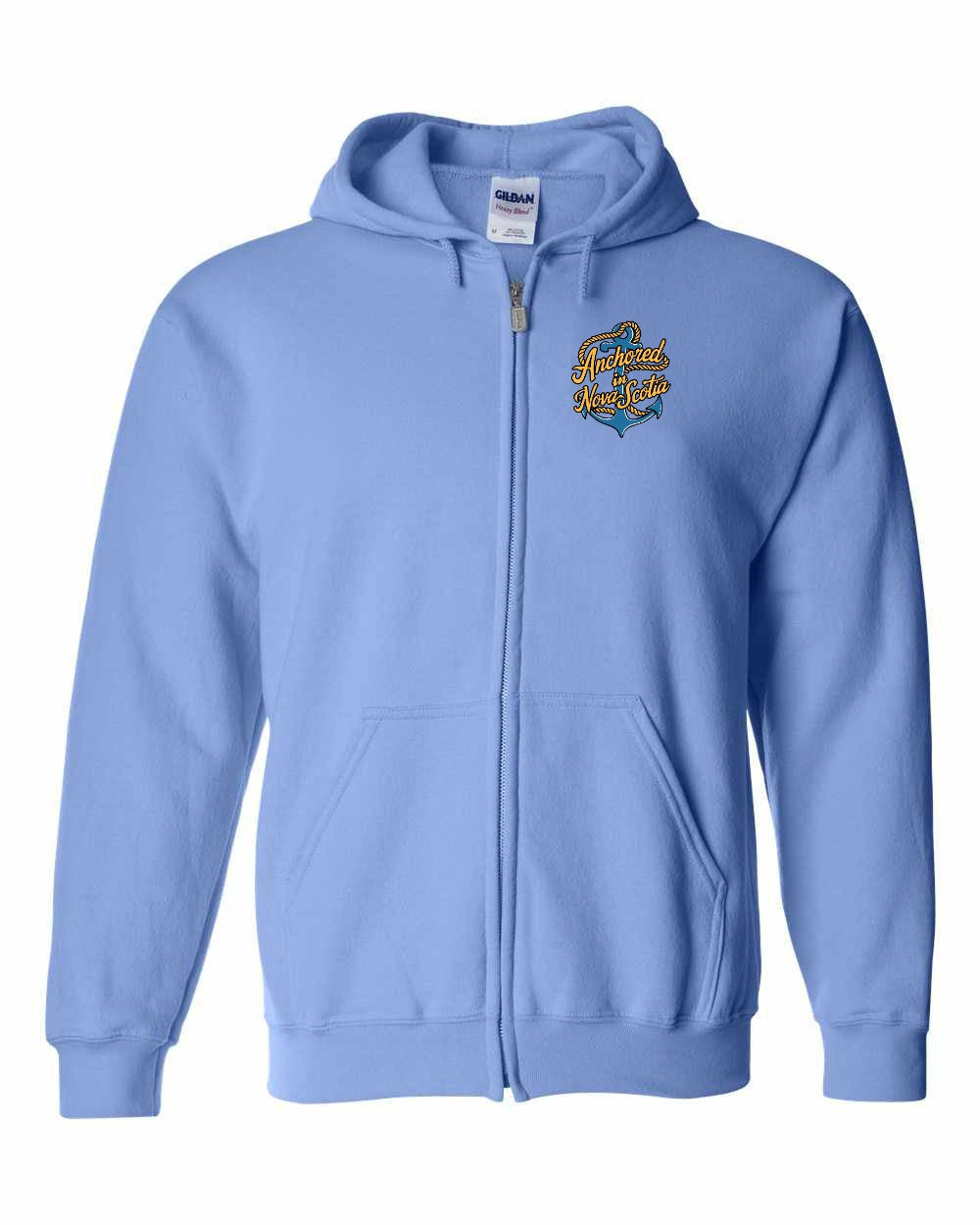 Anchored in Nova Scotia (New Design) Left Chest and Back zip-hoodie