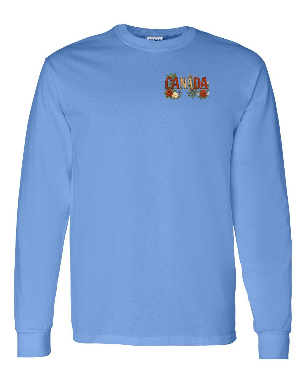 Canada Flowers Left Chest and Back Long Sleeve - Gildan Canada (sewn Internationally) - Unisex