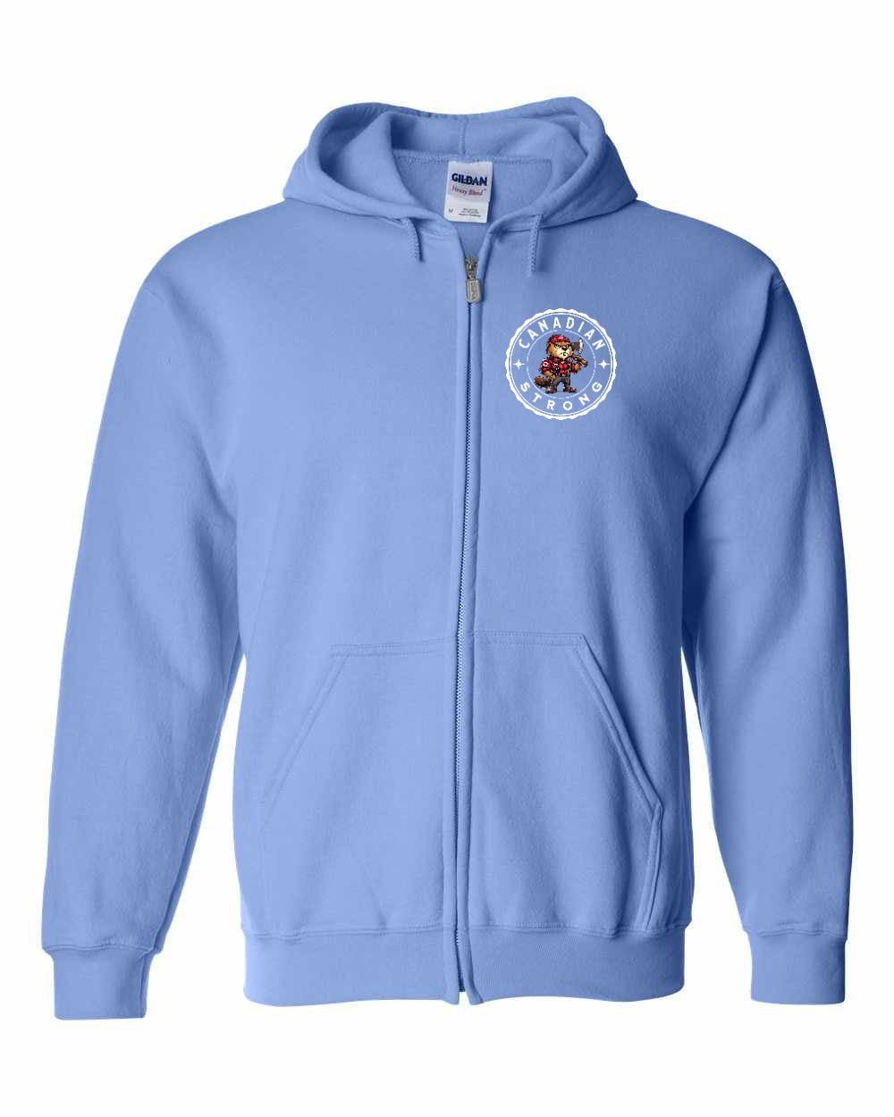 Canadian Strong Beaver Left Chest Zip Hoodie - Gildan Canada (sewn Internationally) - Unisex