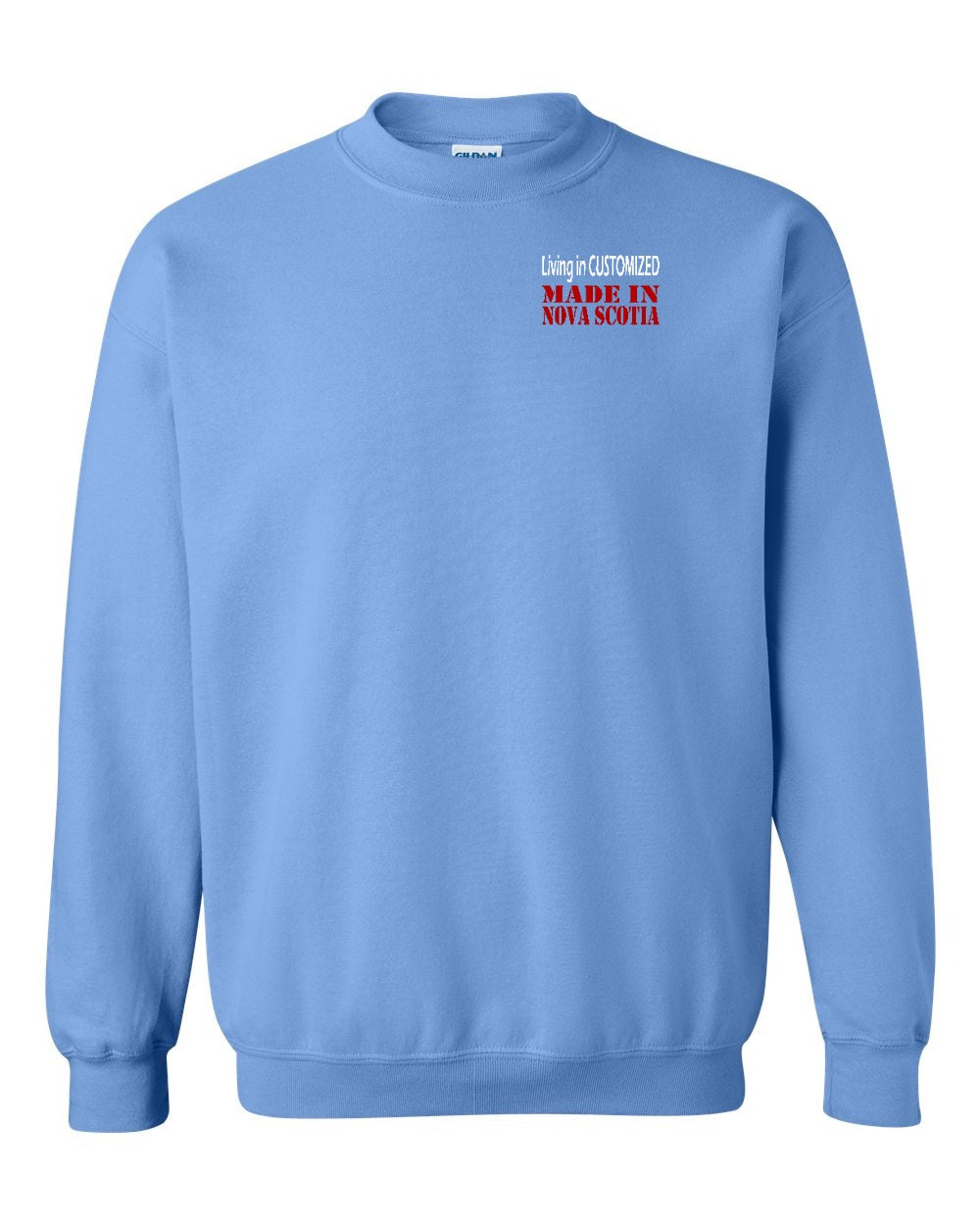 Living in Custom Made in Nova Scotia Left Chest and Back crew-neck