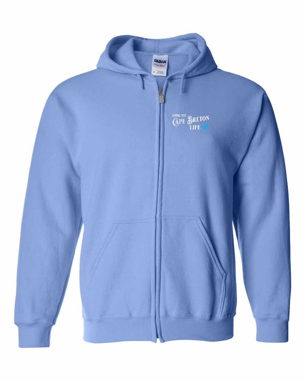 Living the CB Life blue Left Chest Zip Hoodie - Unisex