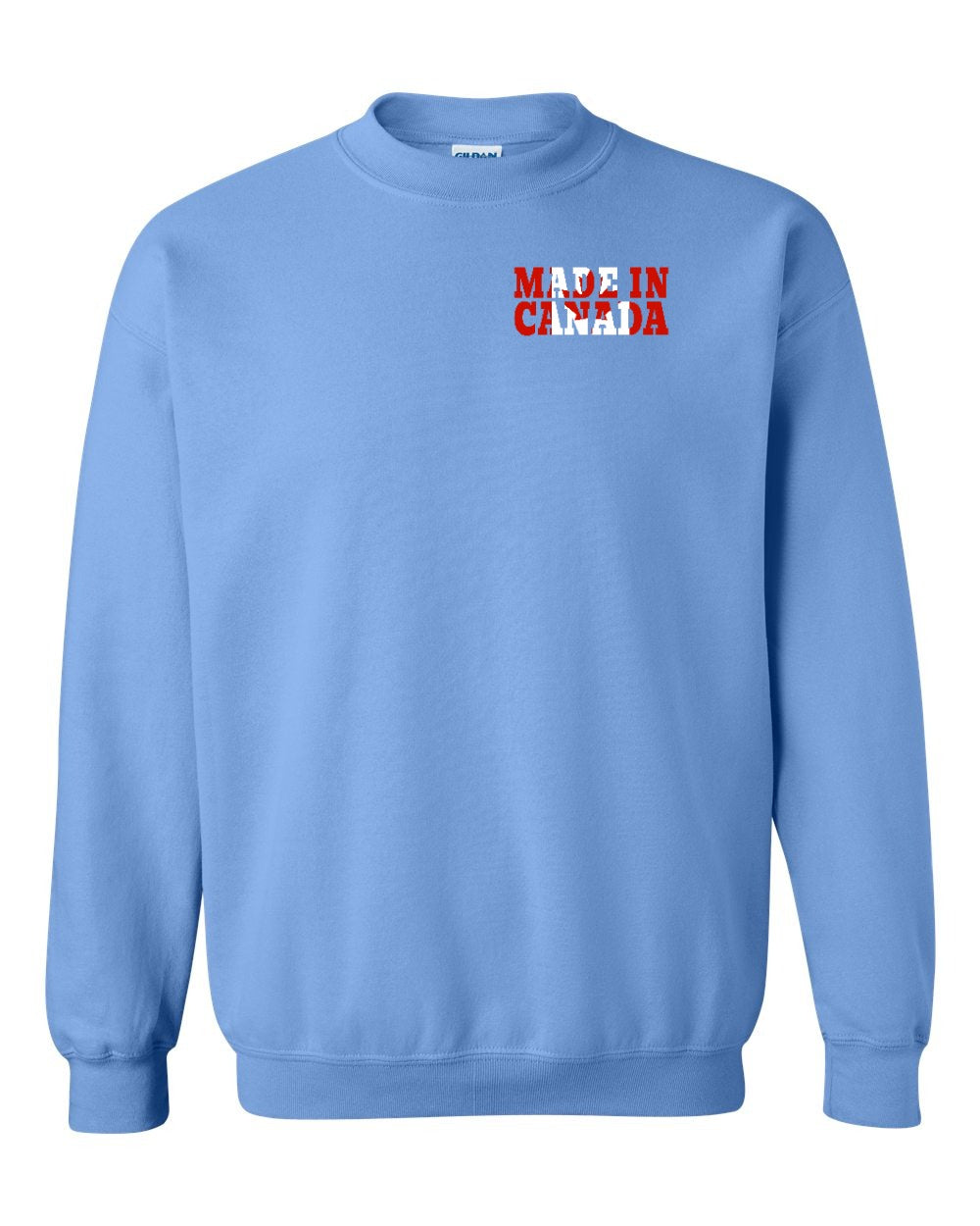 Made in Canada Flag Background Left Chest and Back Crewneck Sweatshirt - Gildan Canada (sewn Internationally) - Unisex
