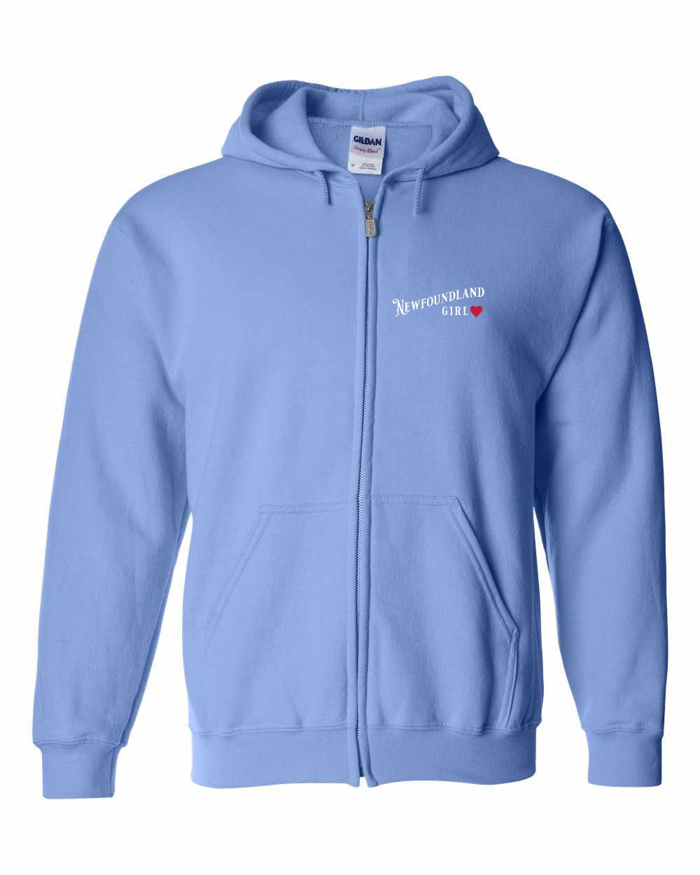 NFLD Girl Red Heart Left Chest Zip Hoodie - Unisex