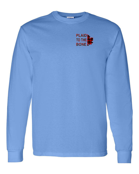 Plaid to the Bone Stacked Leaf Left Chest Long Sleeve