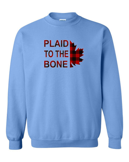 Plaid to the Bone Stacked Leaf Full Crewneck