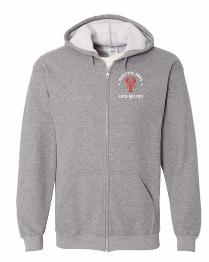 Maritime Swag Cape Breton Mandala Red Lobster Left Chest and Back Zip Hoodie