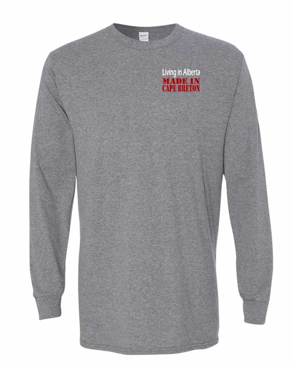 Living Alberta Made in Cape Breton Left Chest and Back Long Sleeve Tee