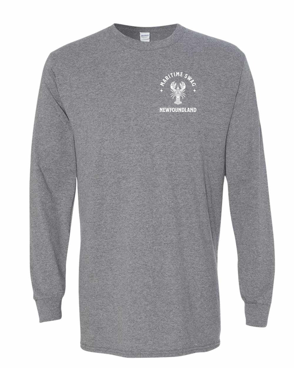 Maritime Swag NFLD Mandala white Lobster Left Chest and Back Long Sleeve - Unisex
