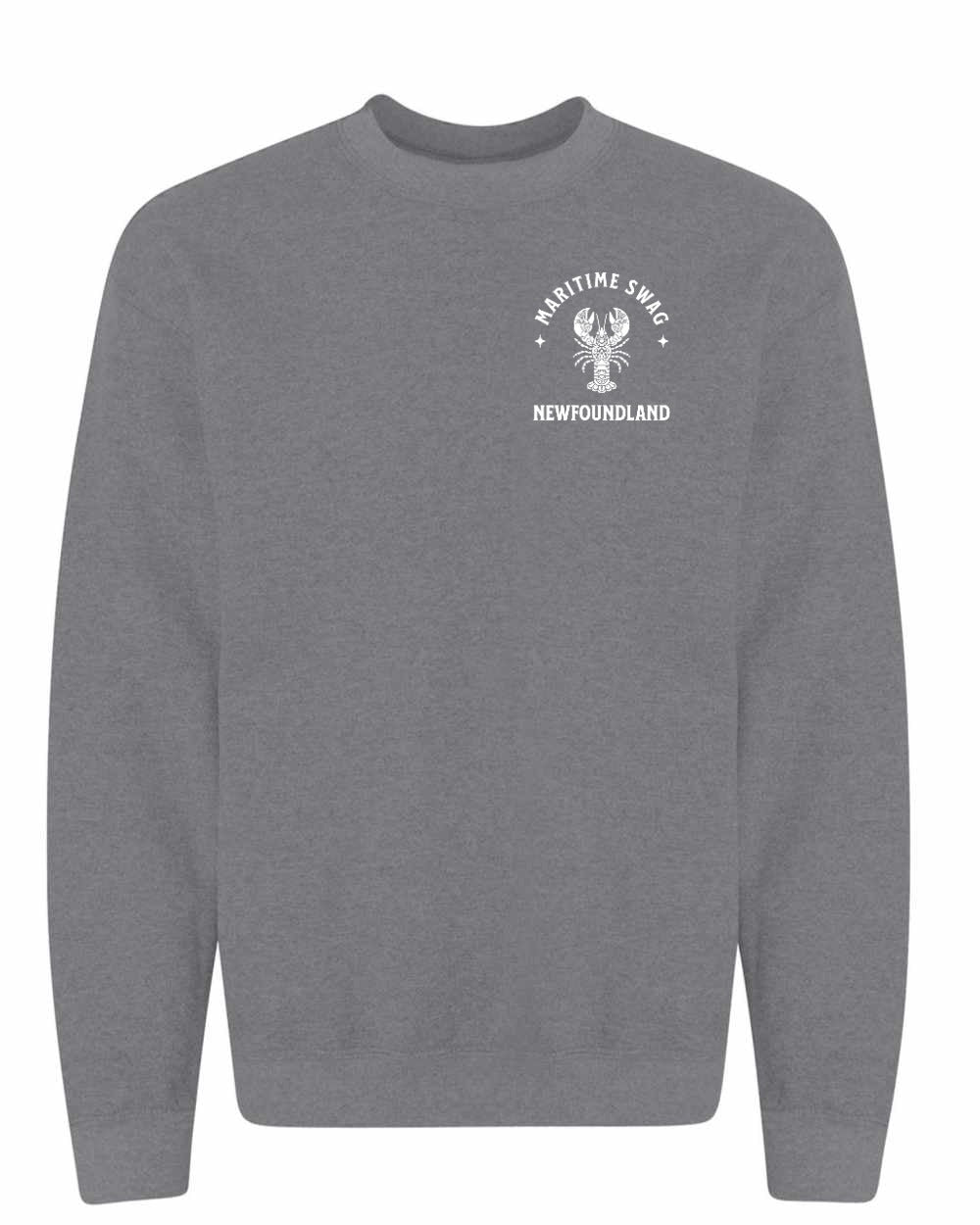 Maritime Swag NFLD Mandala white Lobster Left Chest Crewneck Sweatshirt - Unisex