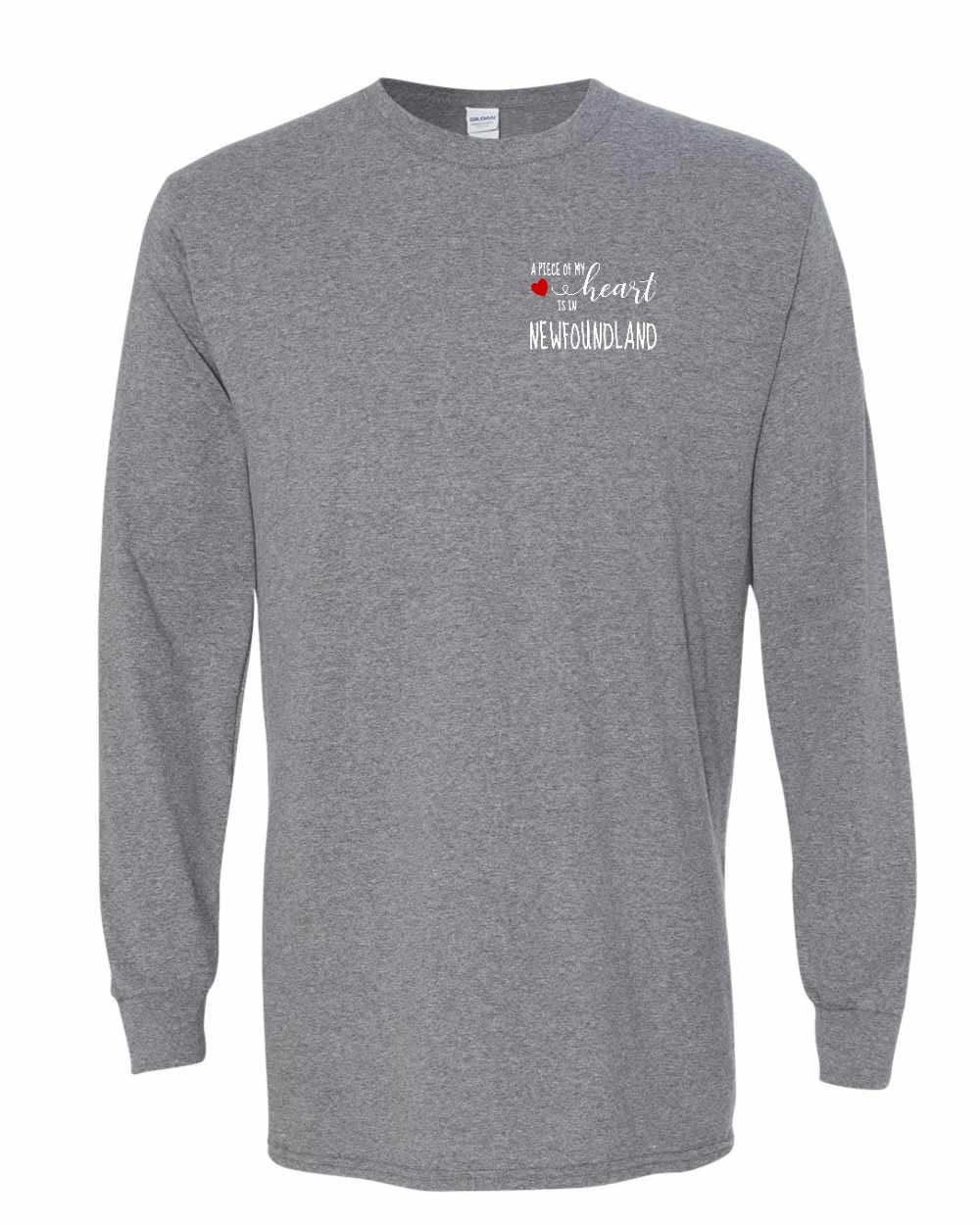 A piece of My heart in NFLD (Red Heart) Left Chest and Back Long Sleeve - Unisex