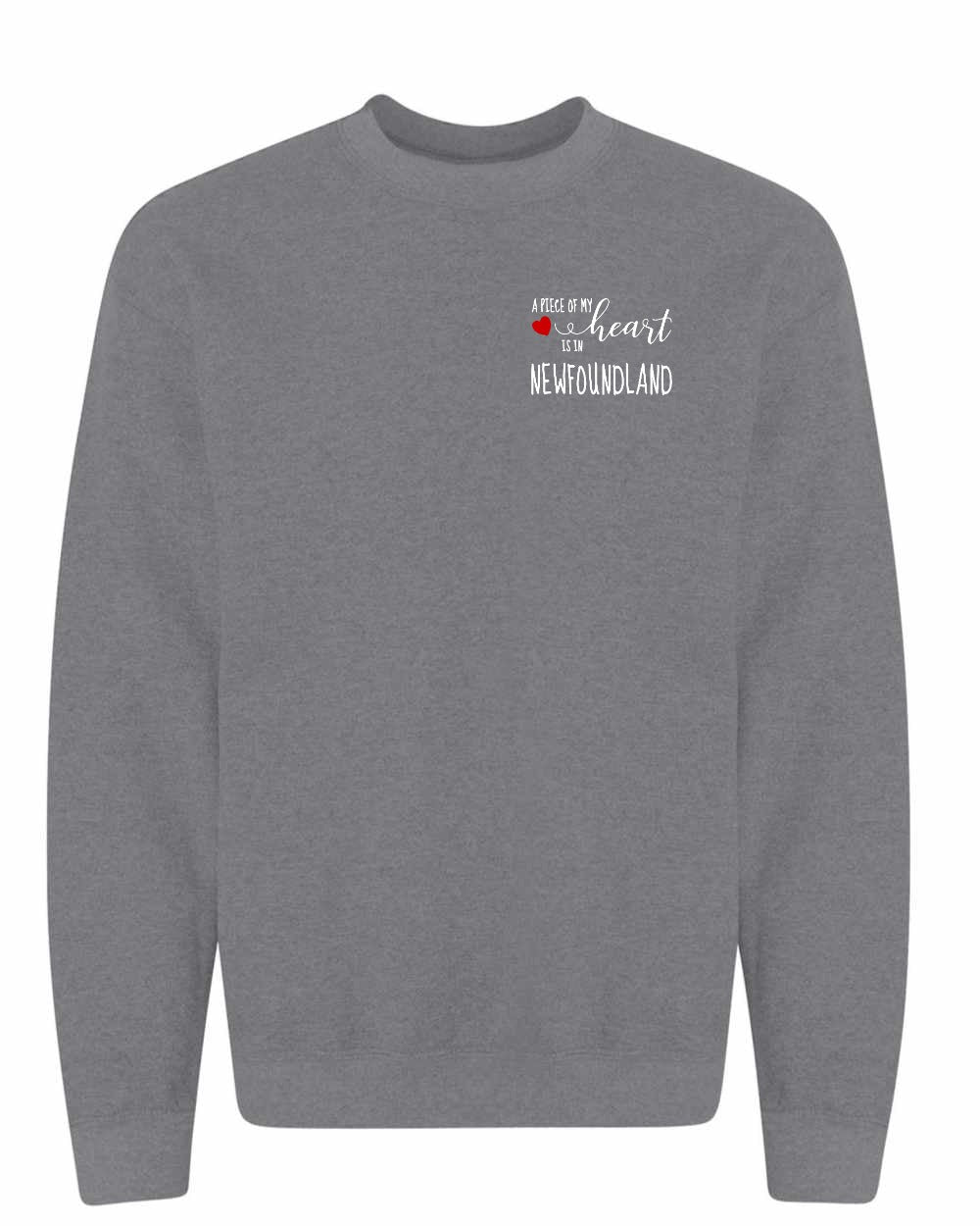 A piece of My heart in NFLD (Red Heart) Left Chest and Back Crewneck Sweatshirt - Unisex