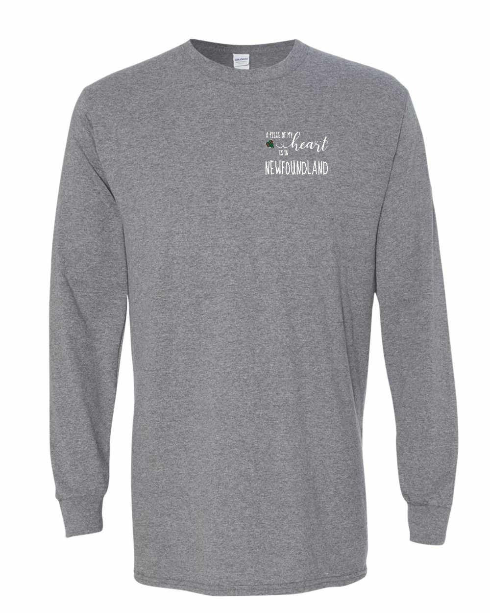 A piece of My heart in NFLD Tartan Heart Left Chest and Back Long Sleeve - Unisex