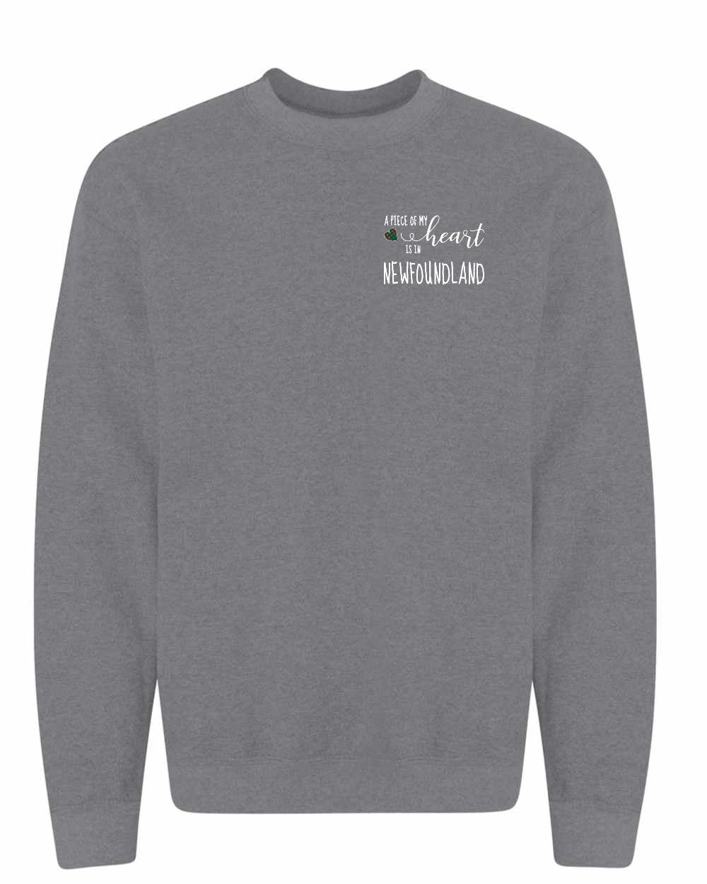 A piece of My heart in Newfoundland (Tartan Heart) Left Chest Crewneck Sweatshirt