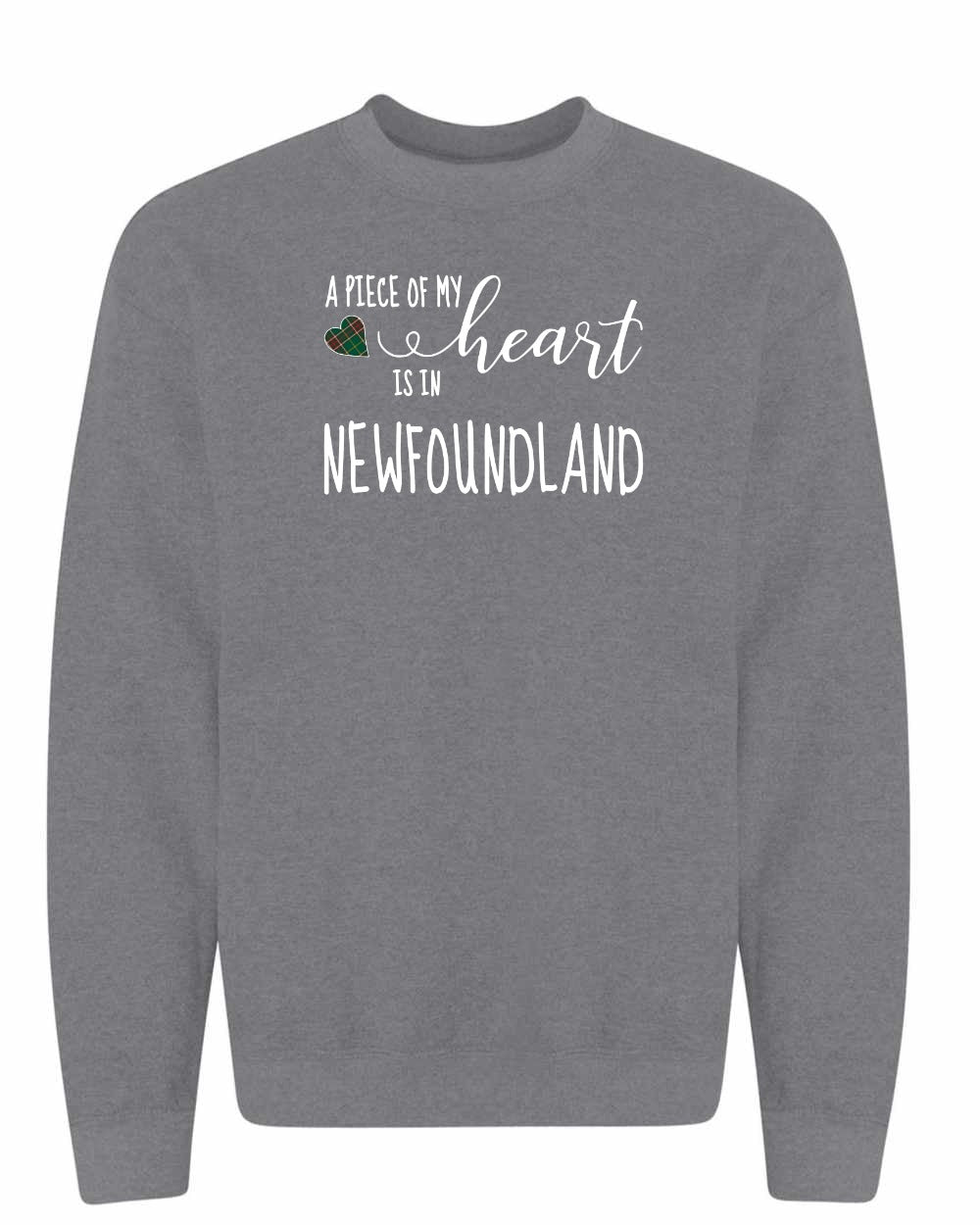 A piece of My heart in NFLD Tartan Heart Crewneck Sweatshirt - Unisex