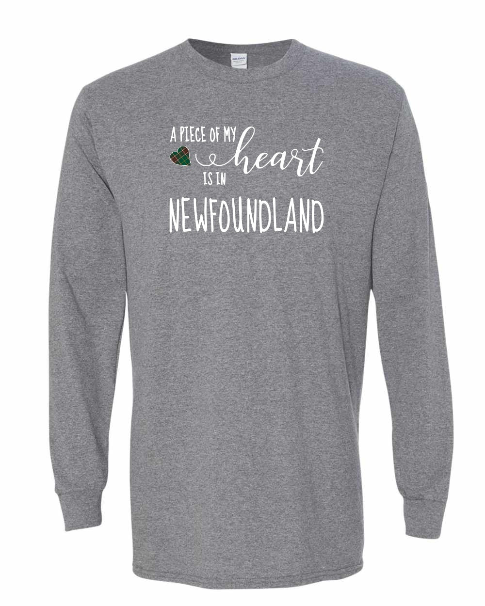 A piece of My heart in NFLD Tartan Heart Long Sleeve - Unisex