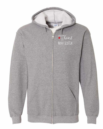 A piece of My heart in Nova Scotia (Red Heart) Left Chest zip-hoodie