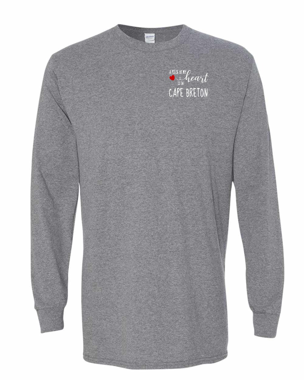 A piece of My heart in Cape Breton (Red Heart) Left Chest and Back Long Sleeve Tee