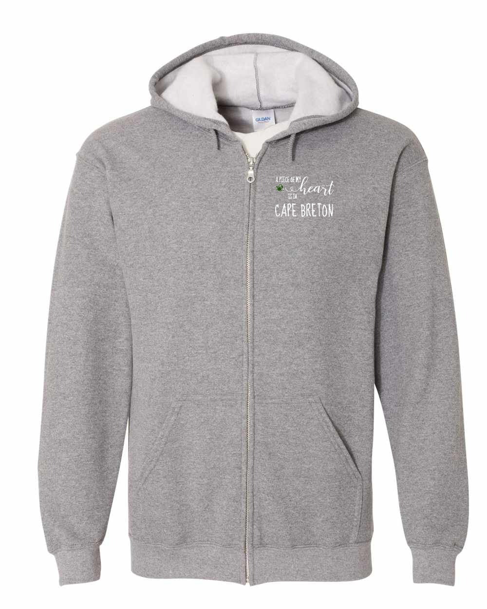A piece of My heart in Cape Breton (Tartan Heart) Left Chest and Back Zip Hoodie