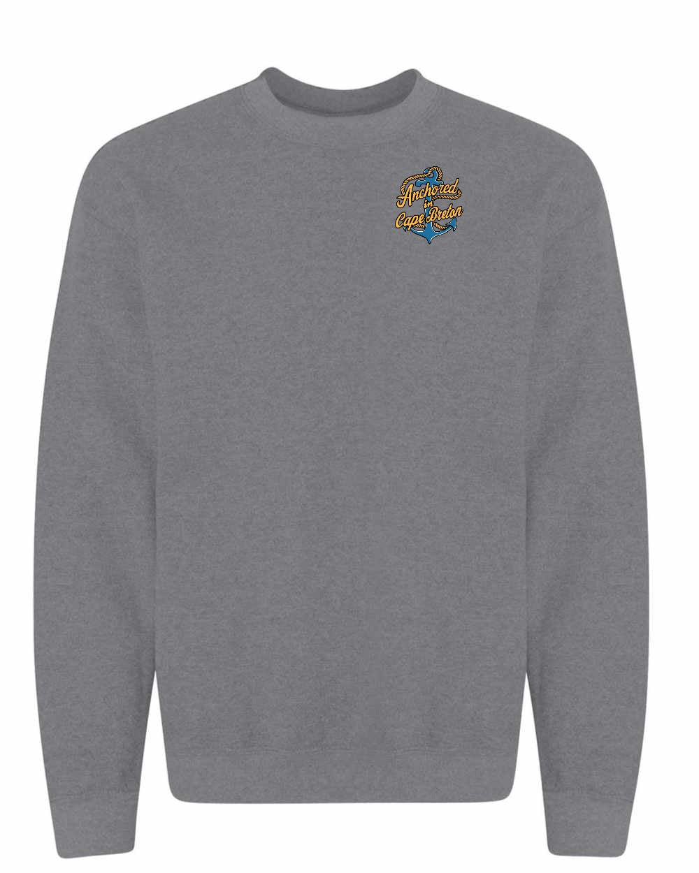 Anchored in Cape Breton (New Design) Left Chest and Back Crewneck Sweatshirt