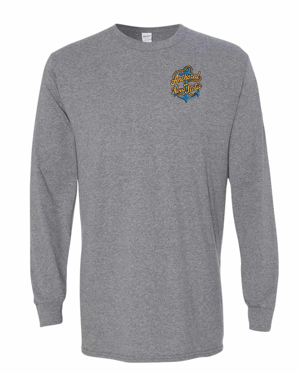 Anchored in Nova Scotia (New Design) Left Chest Long Sleeve Tee