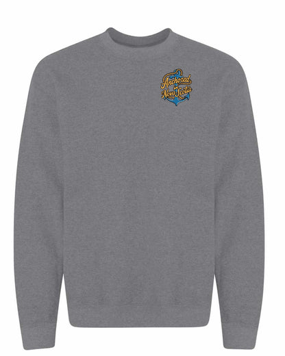 Anchored in Nova Scotia (New Design) Left Chest and Back crew-neck
