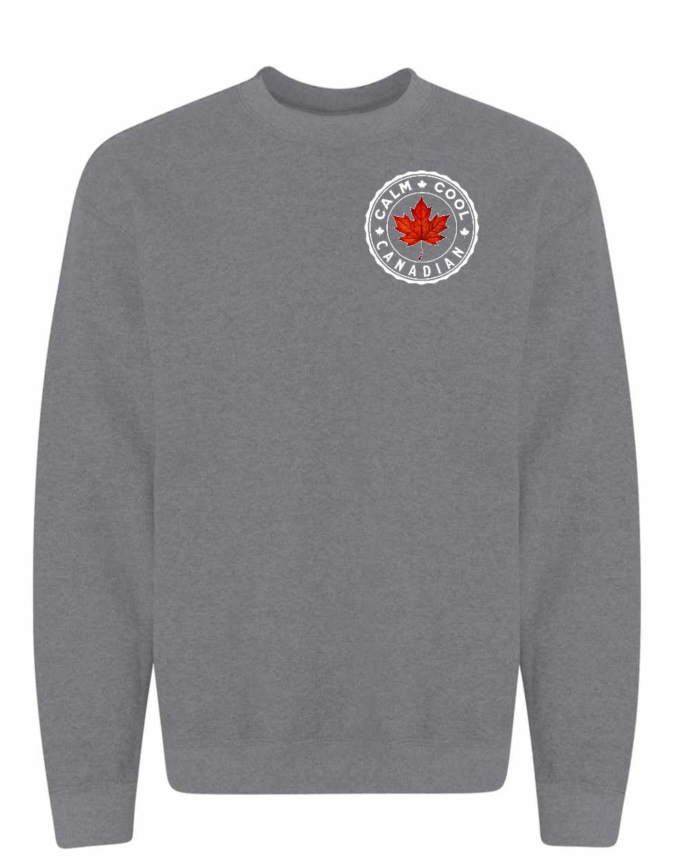 Calm Cool Canadian Leaf Left Chest Crewneck Sweatshirt - Gildan Canada (sewn Internationally) - Unisex