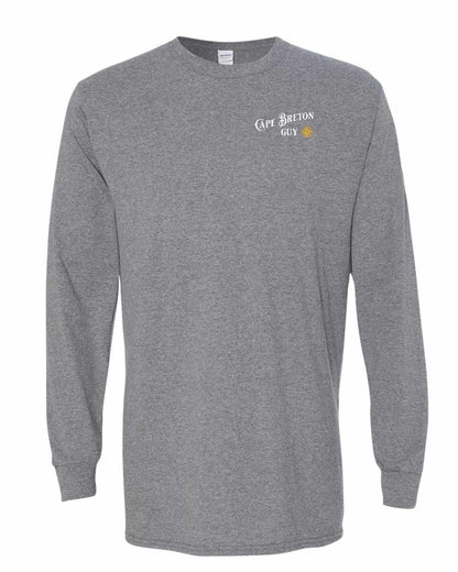 Cape Breton Guy yellow Left Chest and Back Long Sleeve Tee
