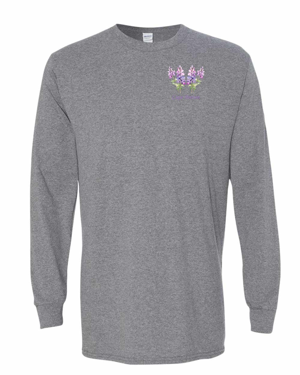 Cape Breton Lupin Left Chest and Back Long Sleeve Tee