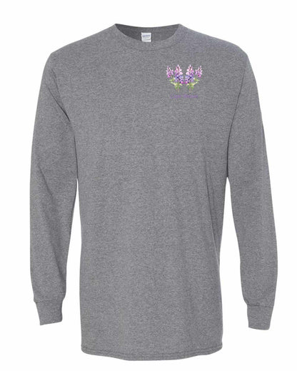 Cape Breton Lupin Left Chest and Back Long Sleeve Tee