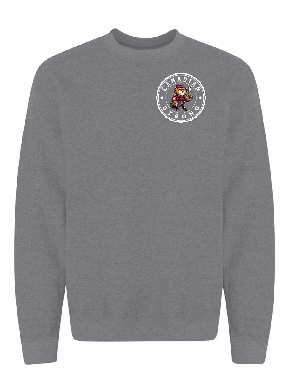 Canadian Strong Beaver Left Chest and Back Crewneck Sweatshirt - Gildan Canada (sewn Internationally) - Unisex