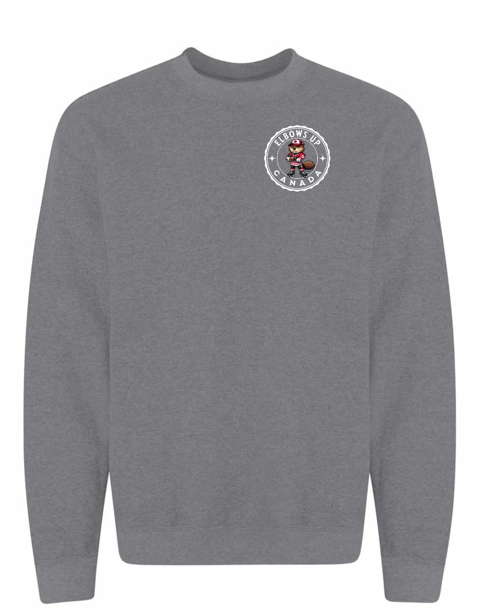 Elbows up Beaver Left Chest Crewneck Sweatshirt - Gildan Canada (sewn Internationally) - Unisex