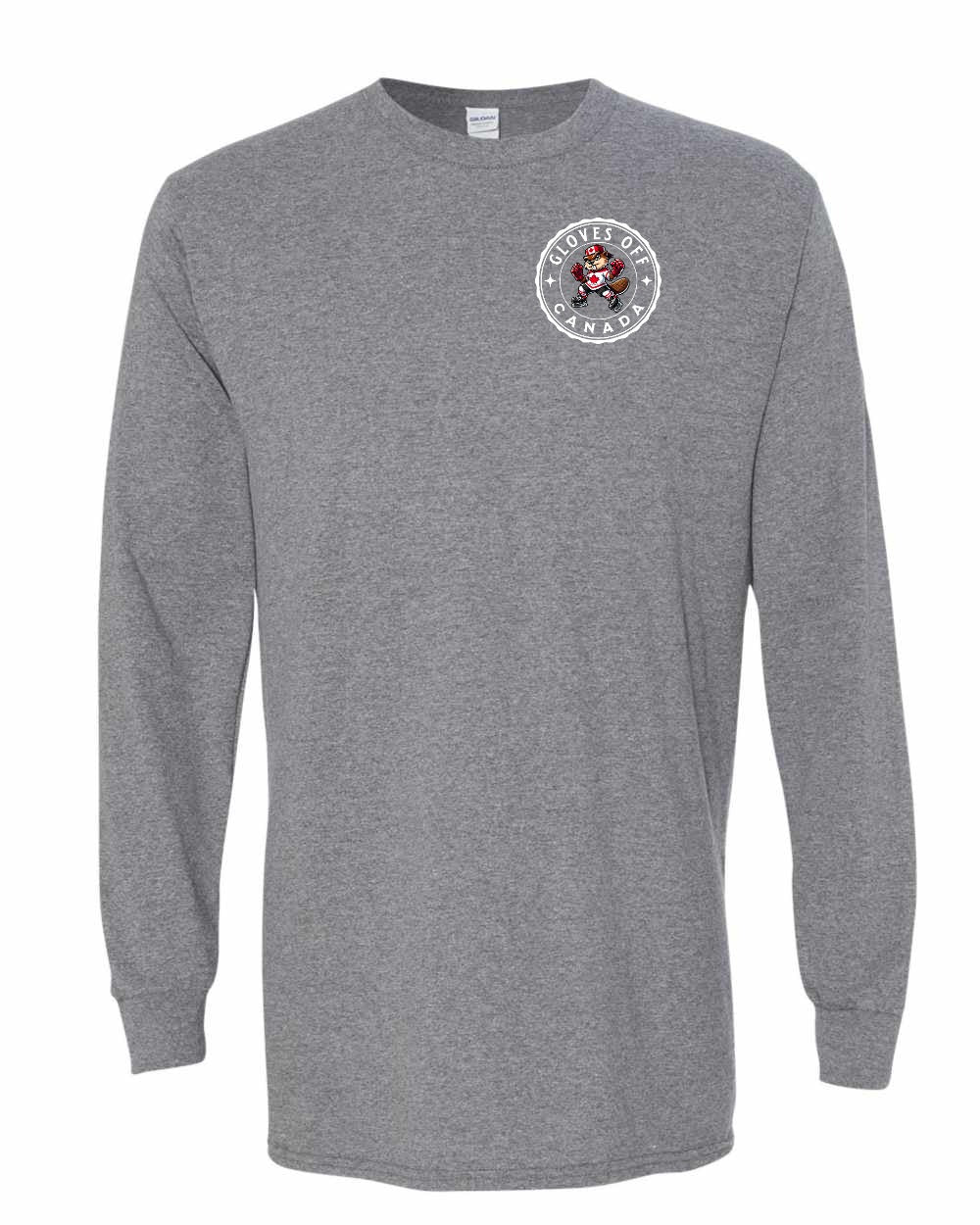 Gloves Off Beaver Left Chest and Back Long Sleeve - Gildan Canada (sewn Internationally) - Unisex