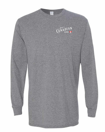 Just A Canadian Girl (Heart Flag Full) Left Chest and Back Long Sleeve