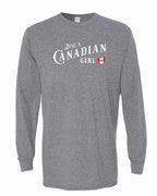 Just A Canadian Girl (Heart Flag) Long Sleeve - Gildan Canada (sewn Internationally) - Unisex