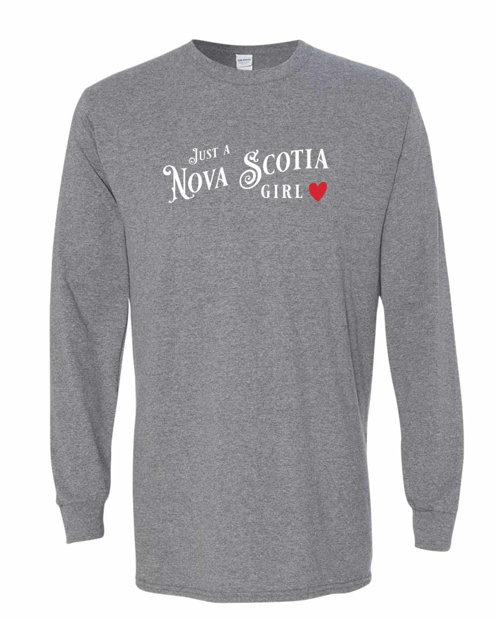 Just a Nova Scotia Girl Red Heart Full Long Sleeve Tee