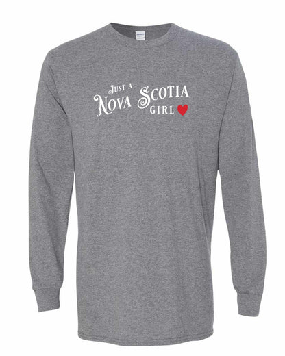 Just a Nova Scotia Girl Red Heart Full Long Sleeve Tee