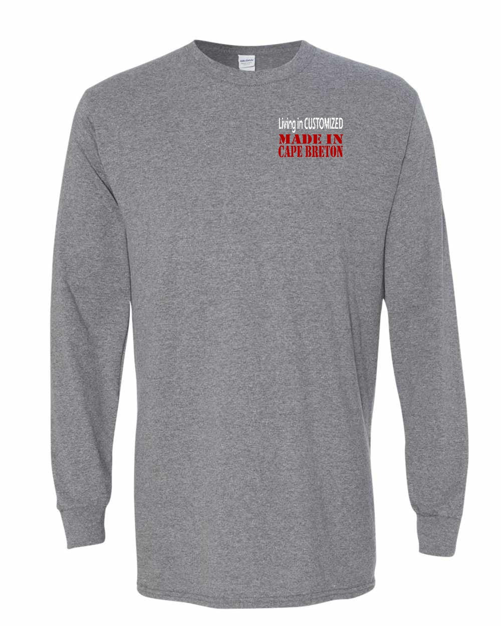 Living in Custom Made in Cape Breton Left Chest Long Sleeve Tee