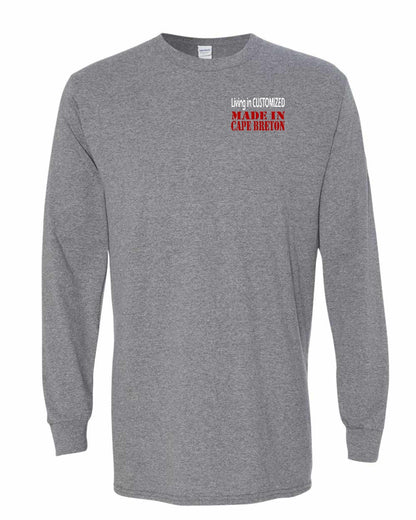 Living in Custom Made in Cape Breton Left Chest Long Sleeve Tee