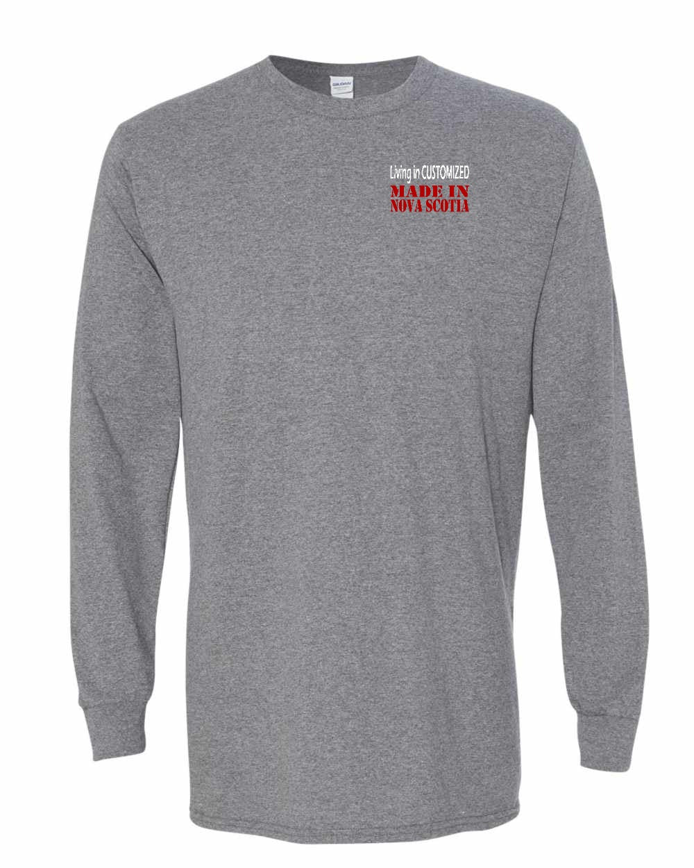 Living in Custom Made in Nova Scotia Left Chest Long Sleeve Tee