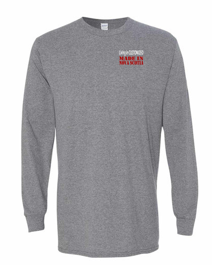 Living in Custom Made in Nova Scotia Left Chest Long Sleeve Tee