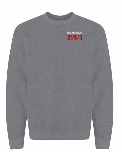 Living in Custom Made in Nova Scotia Left Chest and Back crew-neck
